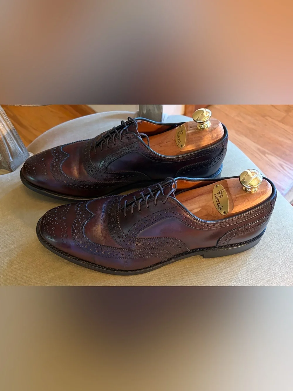 Allen Edmonds McAllister Premium Leather Wingtip Oxfords 9D Burgundy